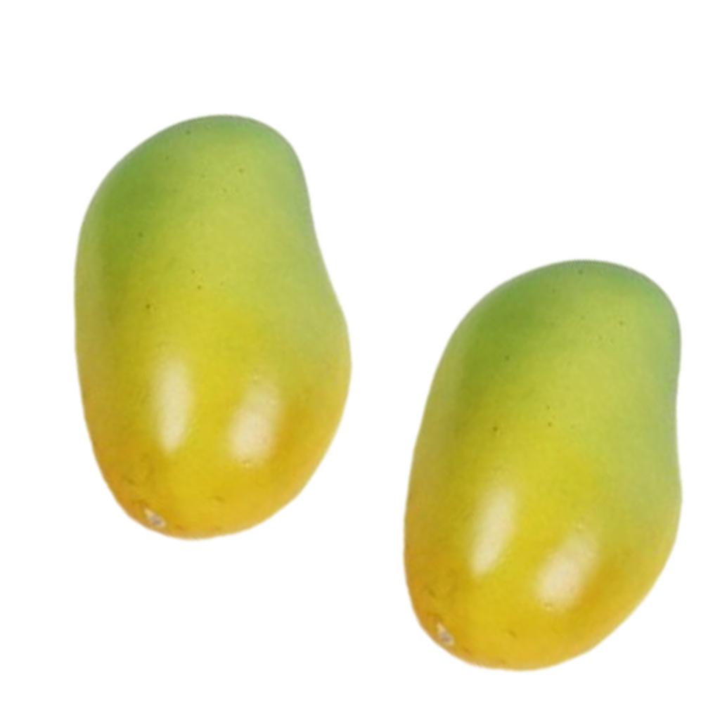 2pcs Artificial Mangoes for Home Kitchen Party Decoration Realistic Faux Fruit Ornament Restaurant Display Props