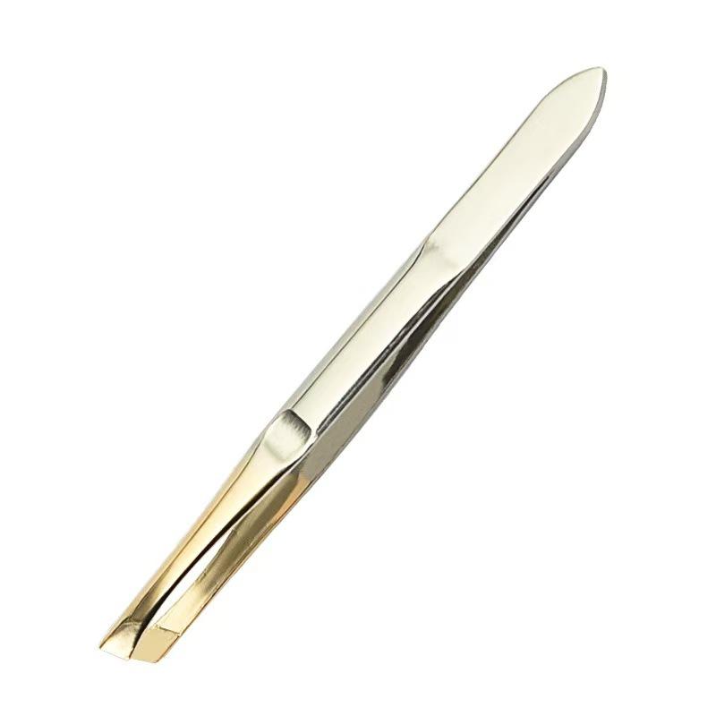 Stripe Stainless Steel Eyebrow Tweezers Slanted Flat Double Eyelid Tape Hair Removal Trimming Set