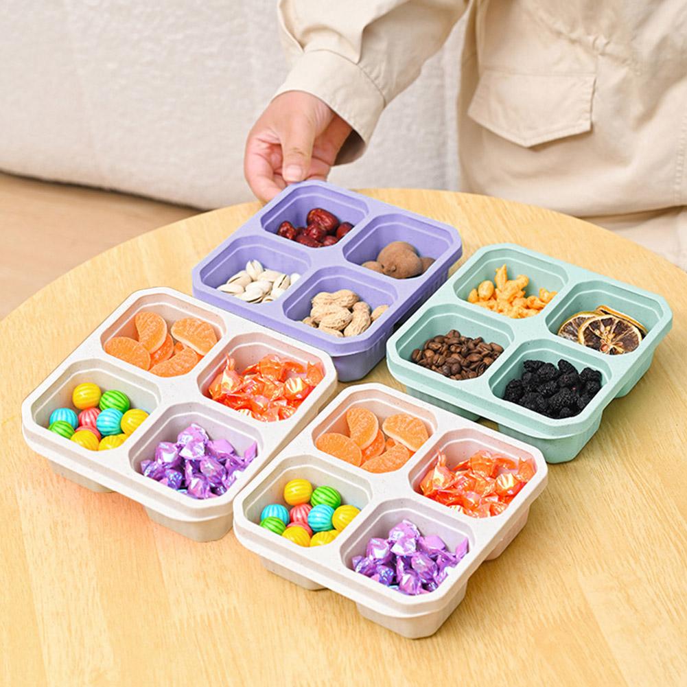 4 Recipientes de lanche de grade Recipientes de preparação de refeição reutilizáveis Recipientes de almoço portáteis para crianças e adultos Garrafas de armazenamento de lanches domésticos Utensílio de cozinha