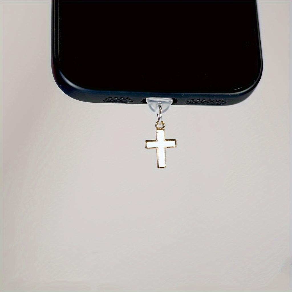 Cross Mobile Phone Dust Plug Alloy Pendant Black and White DIY Pendant Accessories