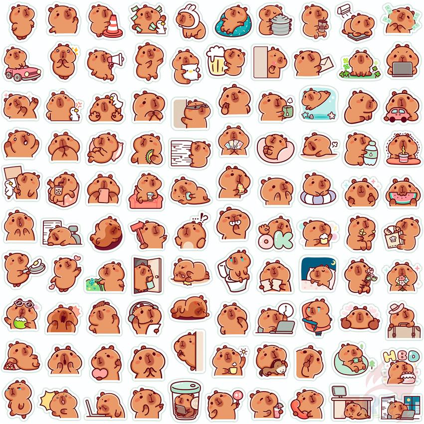 110Pcs/Set Capybara Q-2 Mini Diary Manual Stickers DIY Scrapbooks Album Decor Decals Stickers