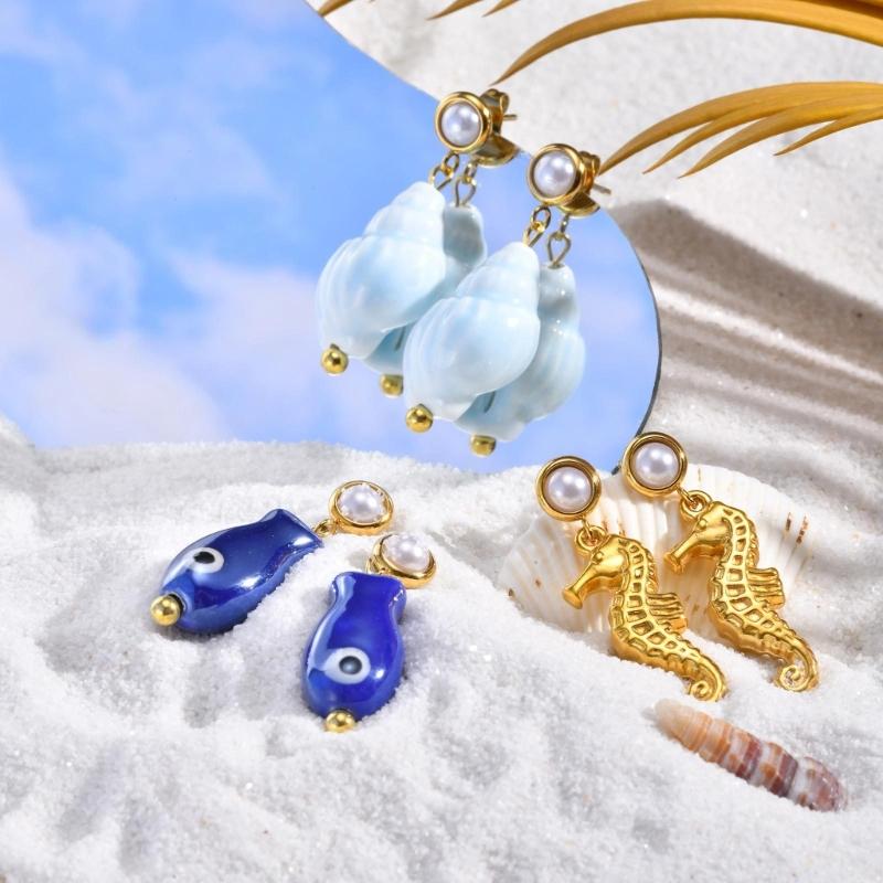Trendy Drop Earrings For Women Girls Featuring Marine Life Design Dangle Ear Studs Comfort Fit Jewelry Gift