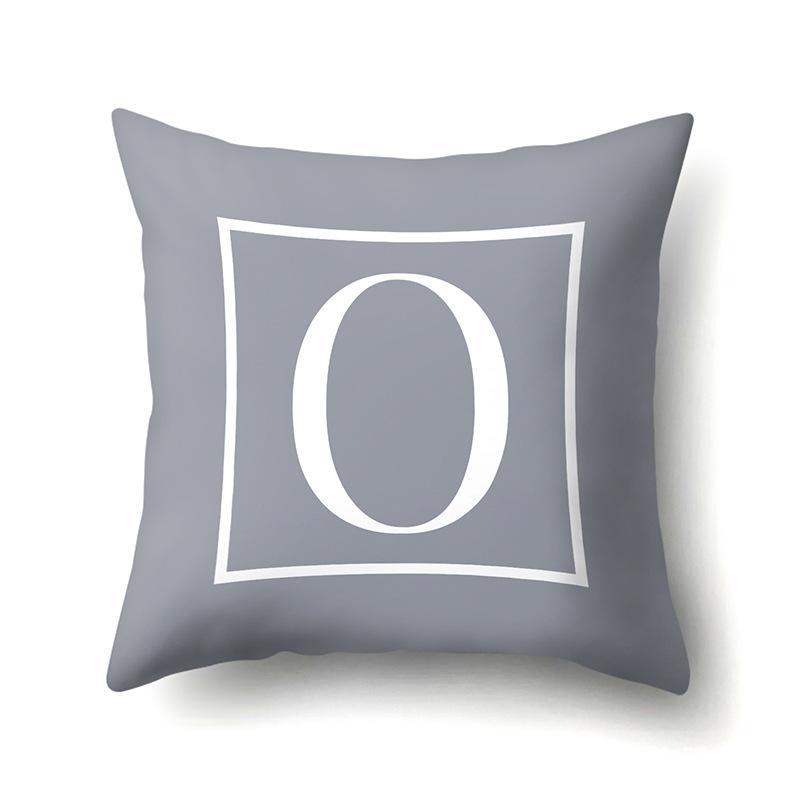 Polyester Pillow Case Gray Base Literary Home Car Decoration 26 English Letter Cushion Car Cushion Cover