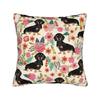 Dachshund Dogs and Flowers Pillowcases  Funny Pillow Case For Office Car Home Decor Soft Pillow Cover