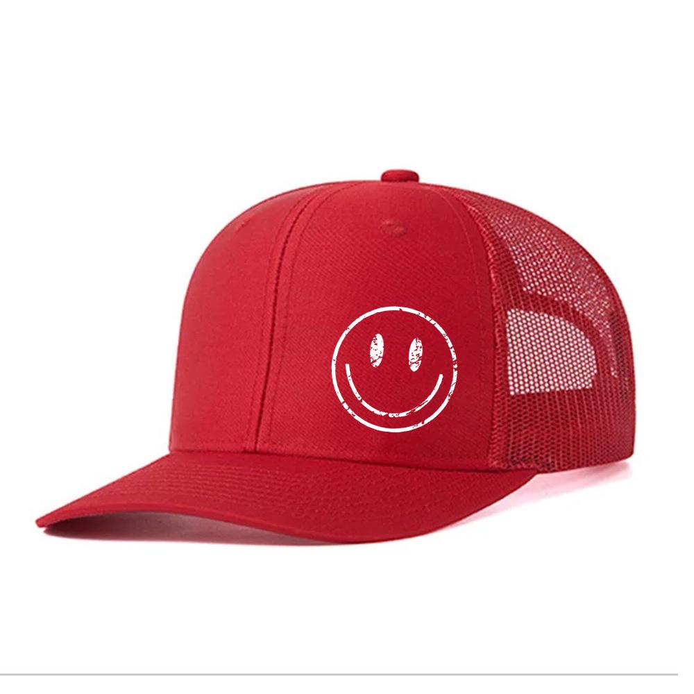Heat Transfer Smiley Baseball Cap Slightly Curved Richardson Truck Cap Outdoor Breathable Mesh Cap Sun Protection