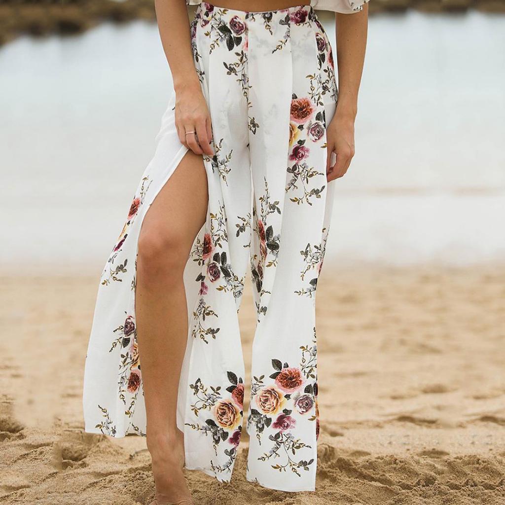 Buy Boho High Waist Floral Print Wide 