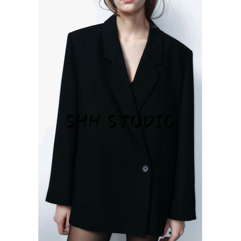 Spring Lapel Long Sleeves Double Breasted Loose Casual Suit Jacket 2010719 2010729 2010738
