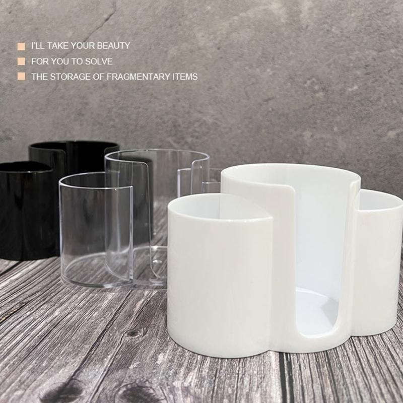 3 in 1 Plastic Makeup Cotton Pad Holder Vertical Space Saving Organizers for Tidying Table Accessories