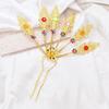 Alloy Peacocks Leaf Hair Stick Hairpieces with Rhinestones Thai Ethnic Hair Ornament Daily Hairstyle Embellishment
