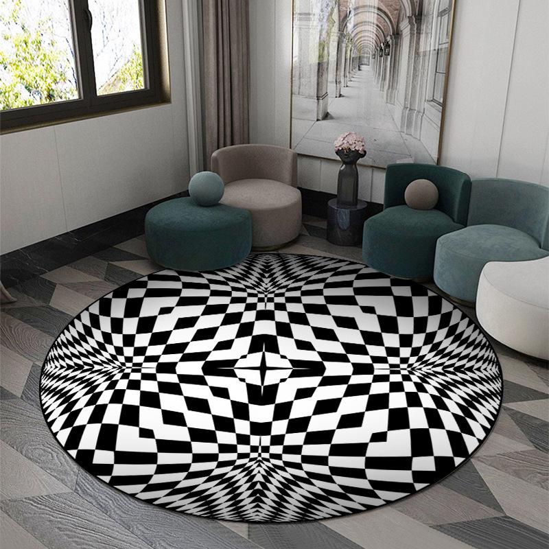 3D Vortex Optical Illusion Rugs Trap Area Carpet Anti-Slip Round Mats Large Carpets for Living Room Sofa Swirl Washable Carpet