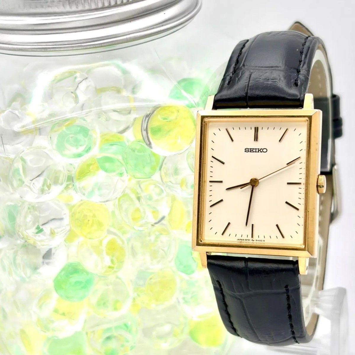[Новая батарея] Мужские часы SEIKO Золотые Квадратные 5P31-5320 962107 Новый ремешок