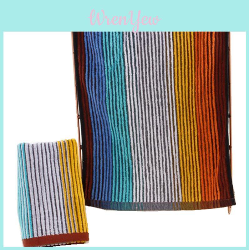 Luxurious Quick Dry Striped Cotton Bath Towels Soft And Absorbent Shower Hand Towels