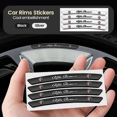 4pcs Aluminum Car Badges Wheels Rims Stickers Auto Decoration For Giulia Giulietta 159 156 MITO Stelvio 147 Sportiva