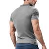 Mens Short Sleeve Waffle Turn Down Collar Solid Casual Polo Shirt