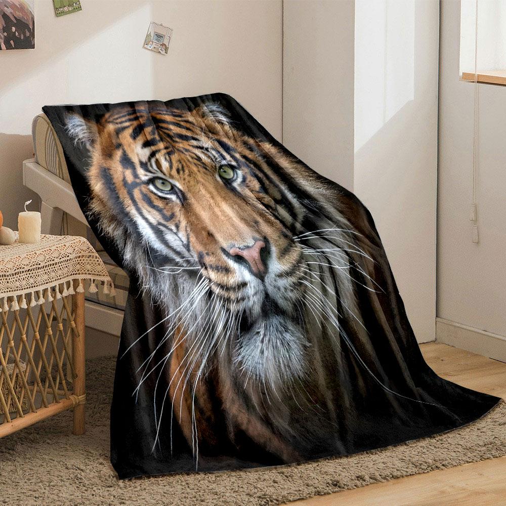 Majestic Tiger Face Close-Up Portrait print blanket soft and cozy perfect for the living room bed sofa or a nap,gift