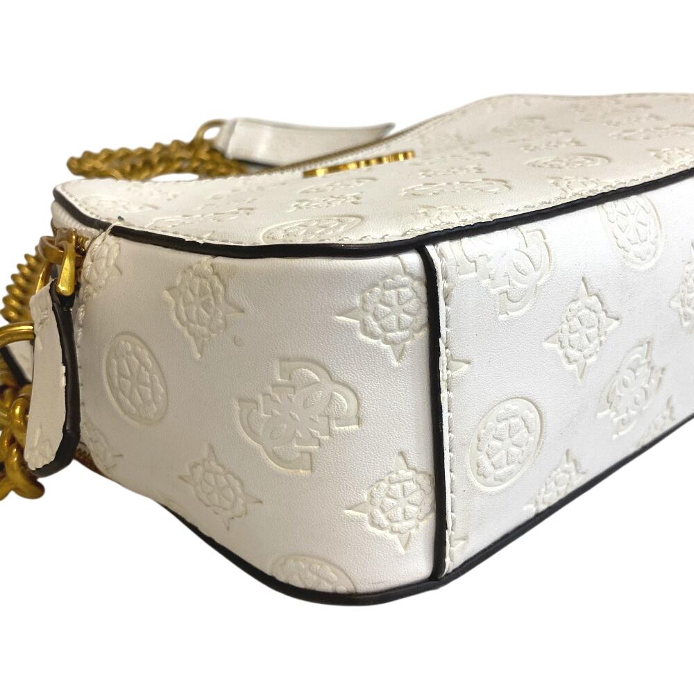 Guess Compact Leather NOELLE Crossbody Camera Body Bag White Leather Women Used