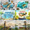 Decoratiuni Petrecere de Ziua cu Tema Pescuit Fundal Petrecere Pescar Fundal Echipament de Pescuit Lac Barca Recuzită Fotografie