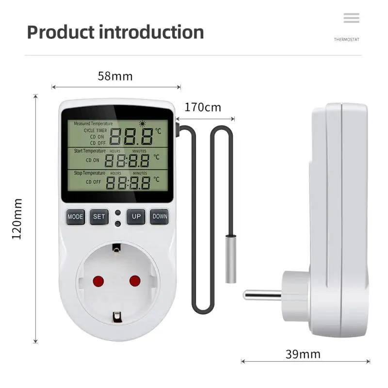 EU Plug Digital Temperature Controller Timer Socket Thermostat With Timer Switch Cooling Heating Temperature Sensor