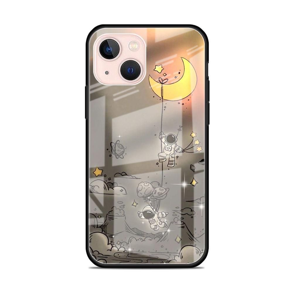 Glass Case For Apple iPhone 14 13 11 12 Pro 7 XR X XS Max 8 6 6s Plus SE 2022 13Pro Tempered Phone Tampa Astronaut Light
