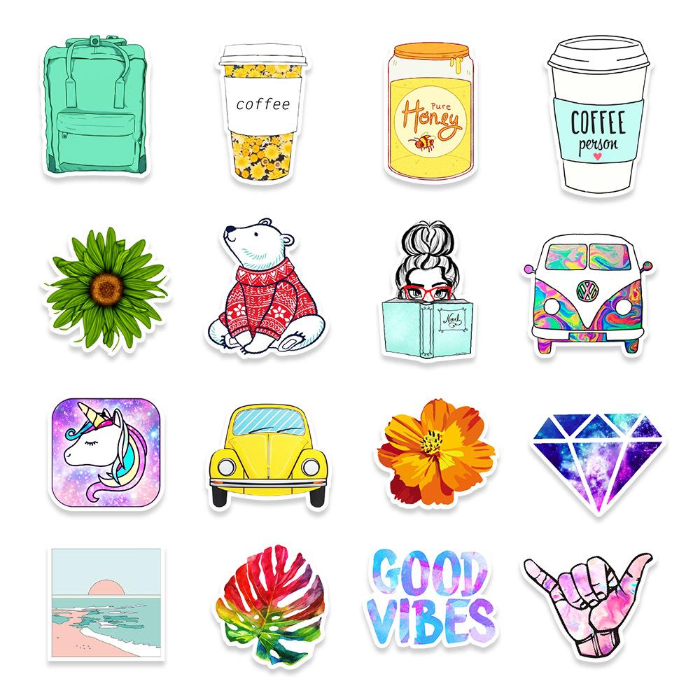 100 Vsco Doodle Stickers Suitcase Notebook Scooter Refrigerator Water Cup Stickers