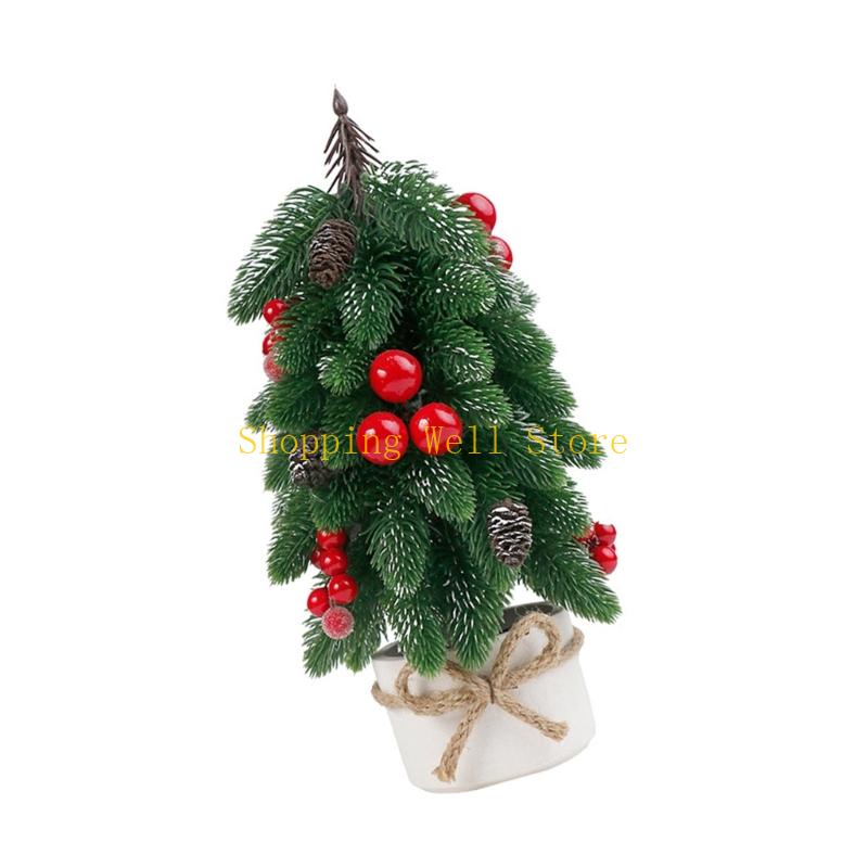 KX4B Christmas Tree Ornaments Small Decorative Small False Tree with Base Party Supplies for Home Holiday Desktop Decoration