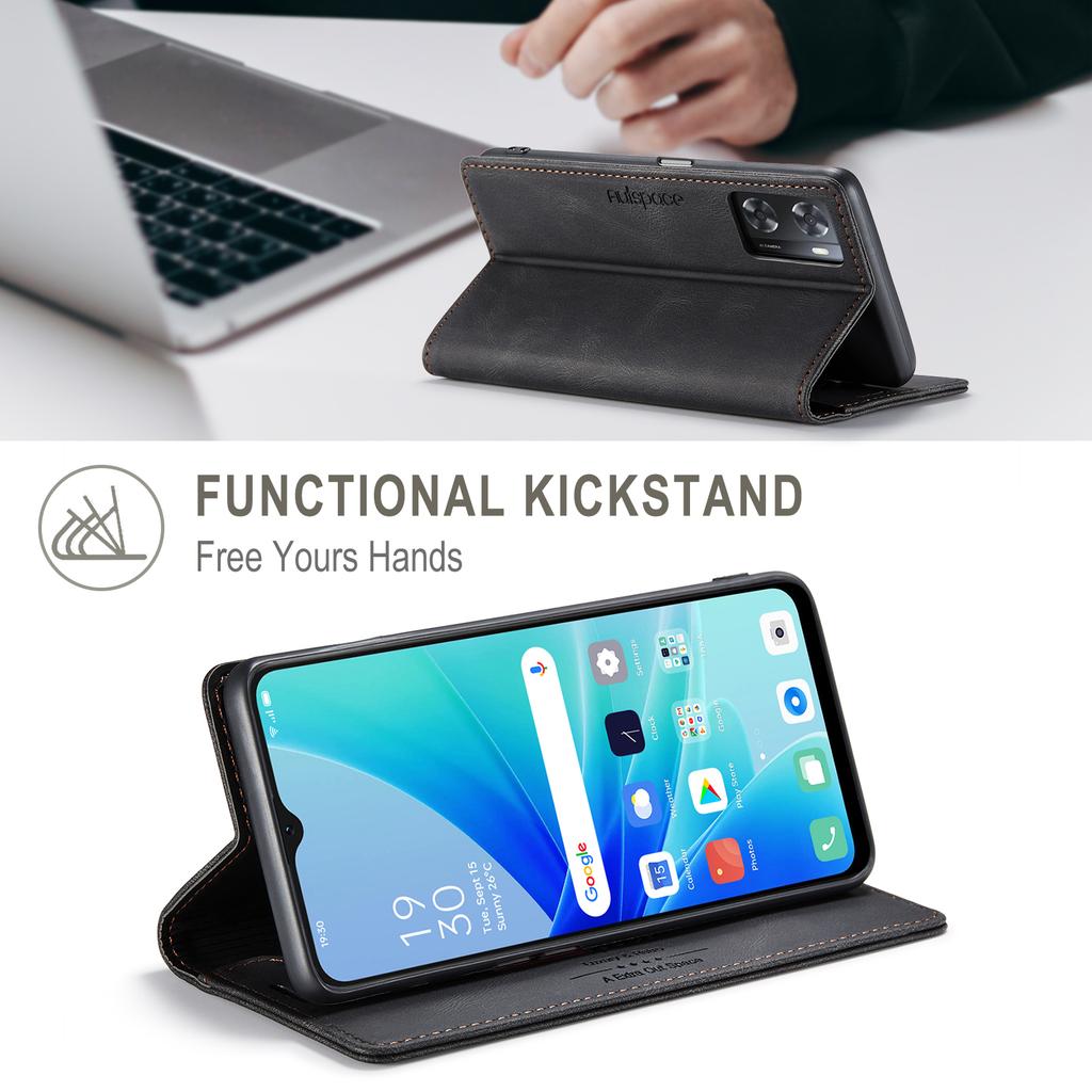 For Oppo A57s 4G/Oppo A57e 4G/Oppo A77 4G/Oppo A77s 4G/Oppo A57 4G Wallet Case AUTSPACE A01 Leather Stand Cover with RFID Blocking Card Holder