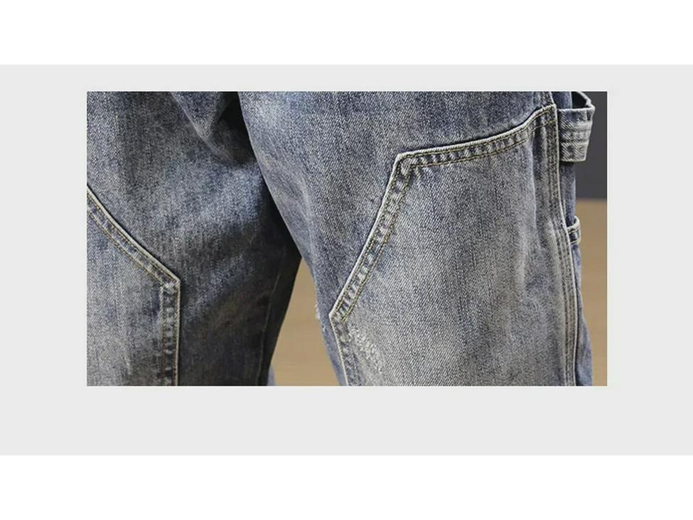 Men's Trendy Retro Harem Jeans: Loose Fit, All-Season, Straight Overalls.