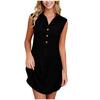 Sleeveless Shirt Dress for Women Button Front Casual Loose Fit Collared Summer Lightweight Tunic Dress