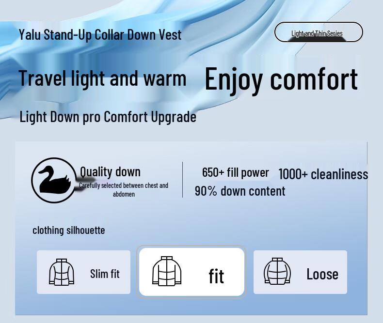 Yalu Men's 90% Duck Down Stand Collar Puffer Vest