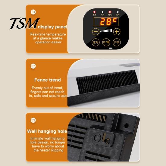 Air Conditioner Wall Mounted Room Heater Temperature Adjustable Timer Wall-mounted Function Digital Display Waterproof with Remote Control Versatile