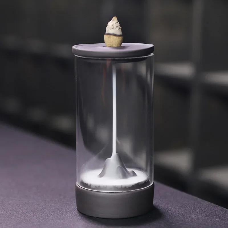 1pc Stone Mill Type Purple Clay Windproof Waterfall Backflow Incense Burner Aromatherapy Censer Tea Pet Feng Shui Home Decor