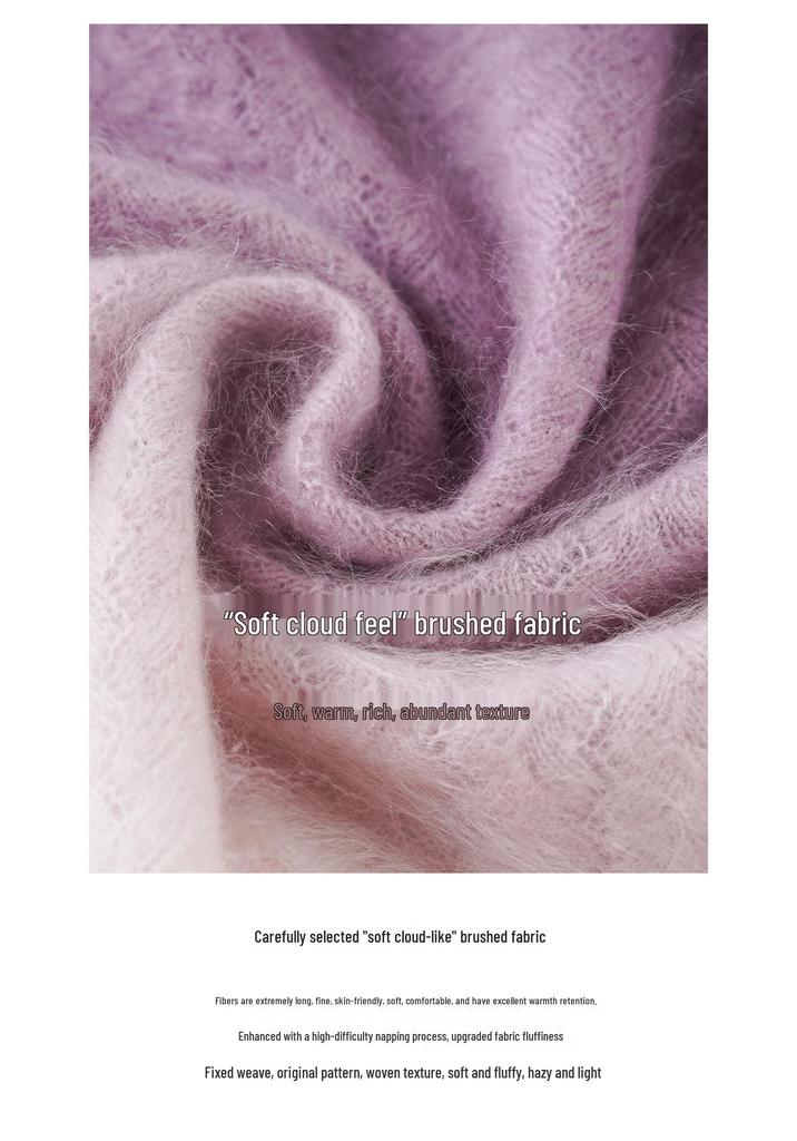 Purple Whisper Gradient Wool Knit Cardigan - 2025 Autumn French Style