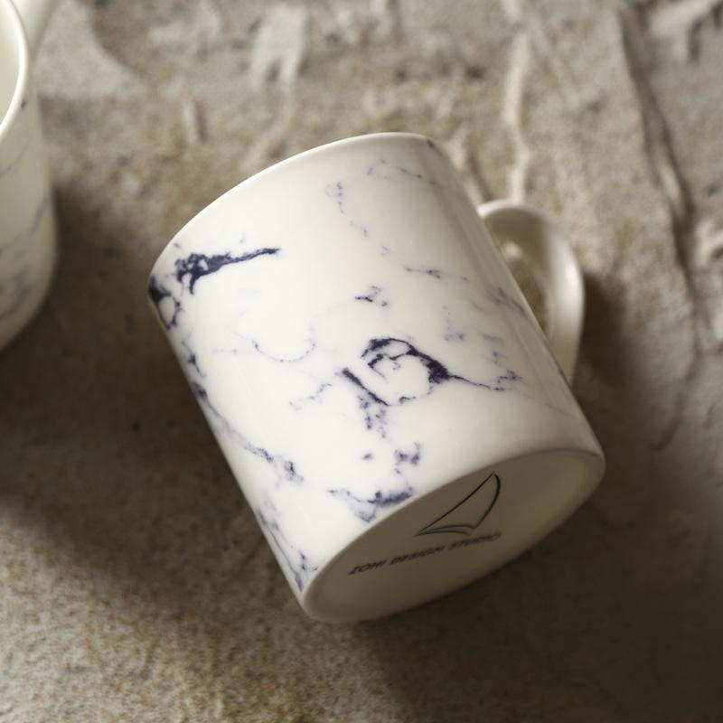 350ml Ceramic Marbled Mug Modern Blue Marble Mug Porcelain Water Milk Cup Breakfast Juice Cup Microwave Safe