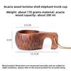 DIY Walnut Wooden Milk Cup Acacia Wood Salad Cup Solid Wood, Creative Mug with Handle Coffee Mug