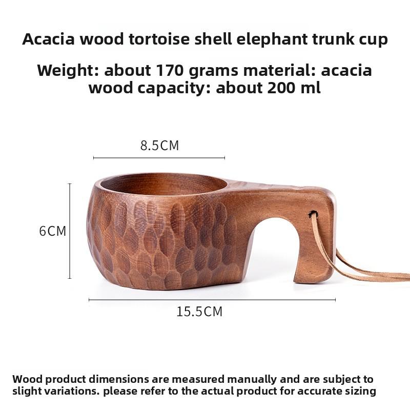 DIY Walnut Wooden Milk Cup Acacia Wood Salad Cup Solid Wood, Creative Mug with Handle Coffee Mug