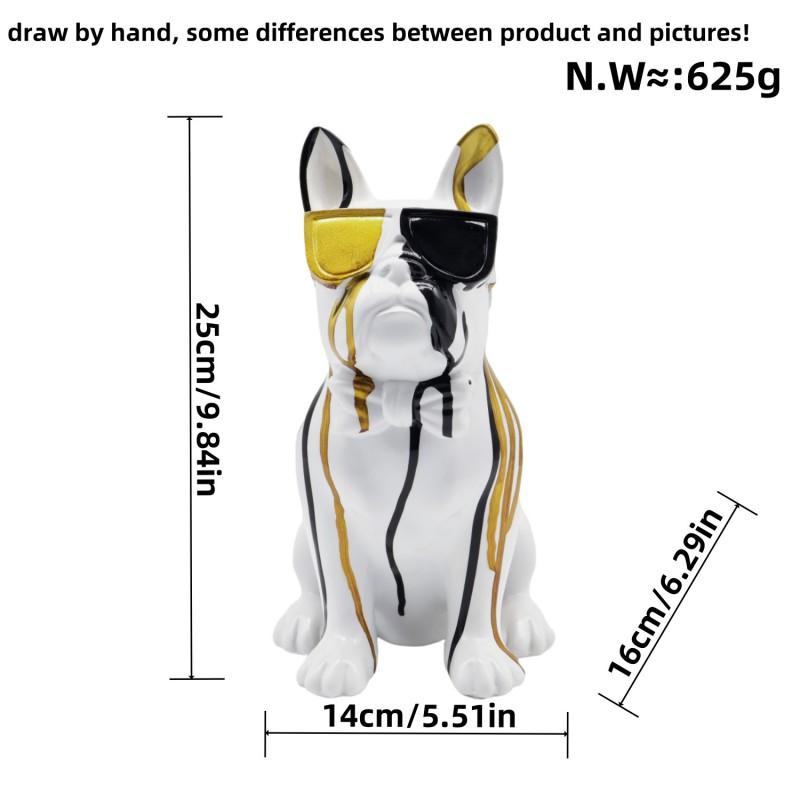 Resin French Bulldog Figurine With Ribbon Glasses Desktop Decor Home Ornament Gift Friends Family