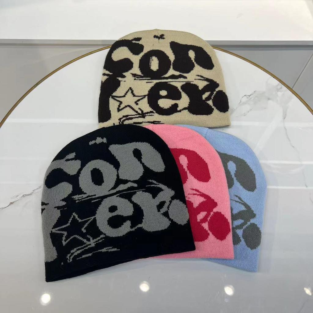 Y2K Hip-hop Unisex Beanie Hat Men Autumn and Winter Harajuku Style Photo Props Versatile Pile Bonnet