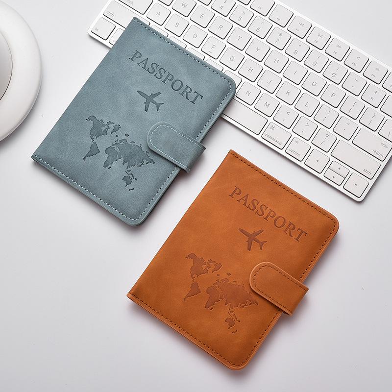 PU Leather Passport Holder with Magnetic Snap Closure, RFID Protection, and Anti-Theft Features – Durable Multifunctional Document Wallet