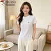 Women's Pure Cotton Half-Zip Stand-Up Collar T-Shirt