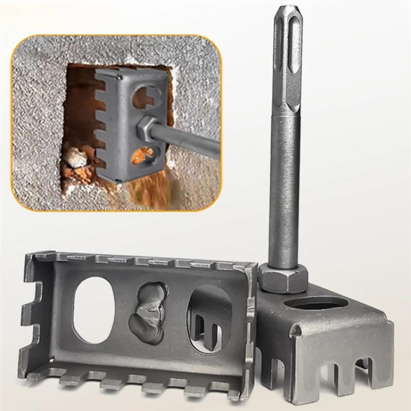 Square Drill Hole Opener Electric Hammer Hole Expansion Plumber Electrician Wall Slotting Installation Socket Tool Accessories