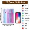 20Pcs Cute Color Pens,10 Cute Colors Gel Ink Pens for Women Toshine Colorful Gel Ink Pens, 0.38mm Multicolored Pens for Planner Writing Note, Office,