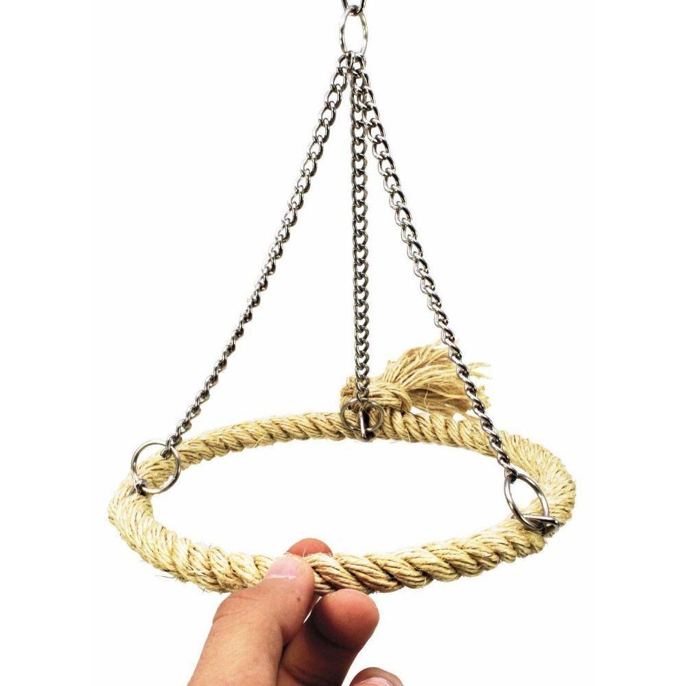 Metalen Ophangkooi Vogel Speelgoed Katoenen Touw Vogel Hangmat Zitstok Vogel Touw Ring Schommel Speelgoed Huis