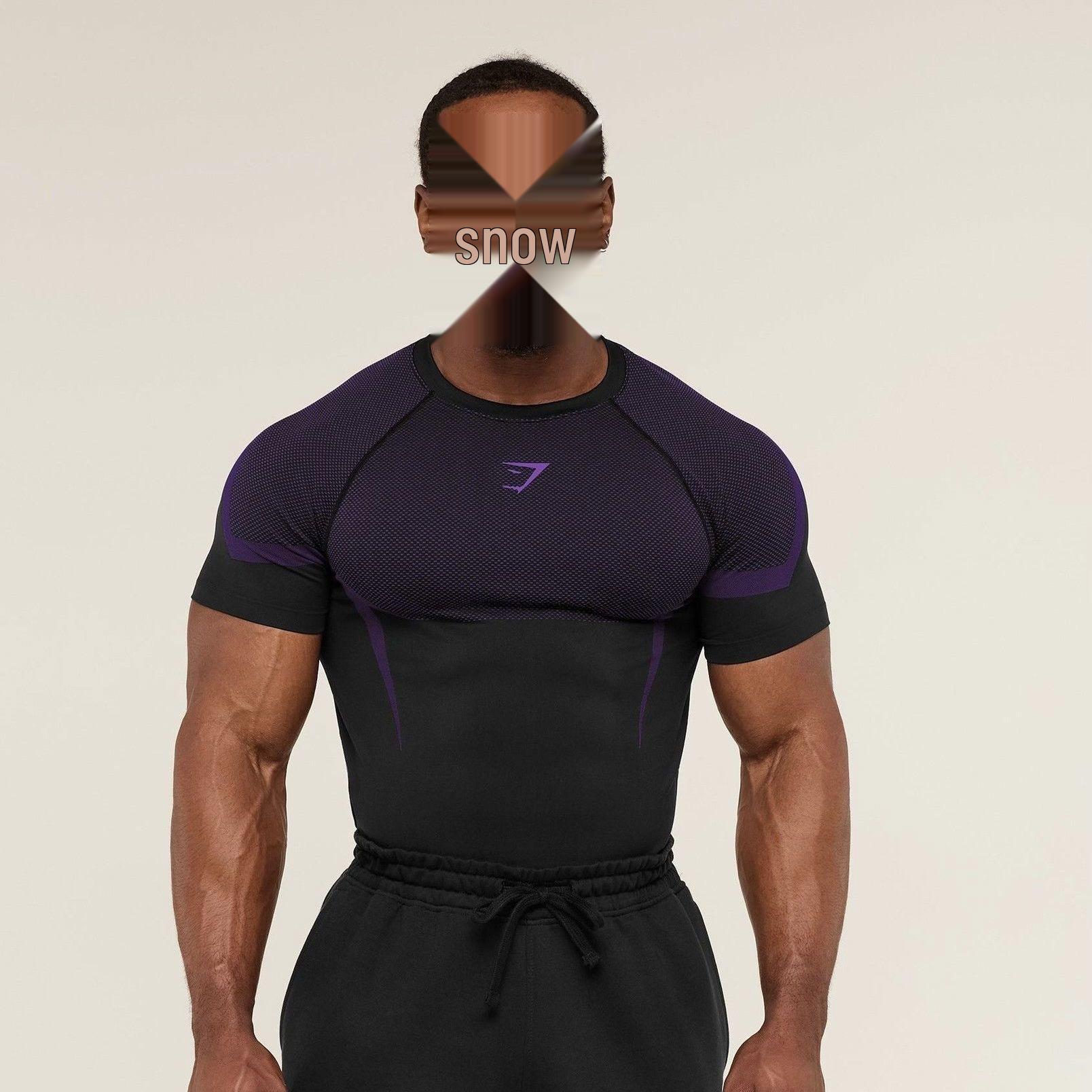 Global Finds Heren Slim Fit Sport T-shirt met Haaienprint Sneldrogend XL
