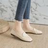Fairy Square Head Single Shoes Female Retro Lazy Pedal British Shoes Trendy Soft Leather Soft Sole Versatile