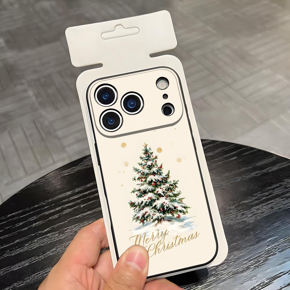 

Merry Christmas Tree Phone Case For IPhone 17 Air 16 E Pro Max 15 14 13 Mini 12 Pro 11 Max Plus Black Soft Shell iPhone17 Pro Max