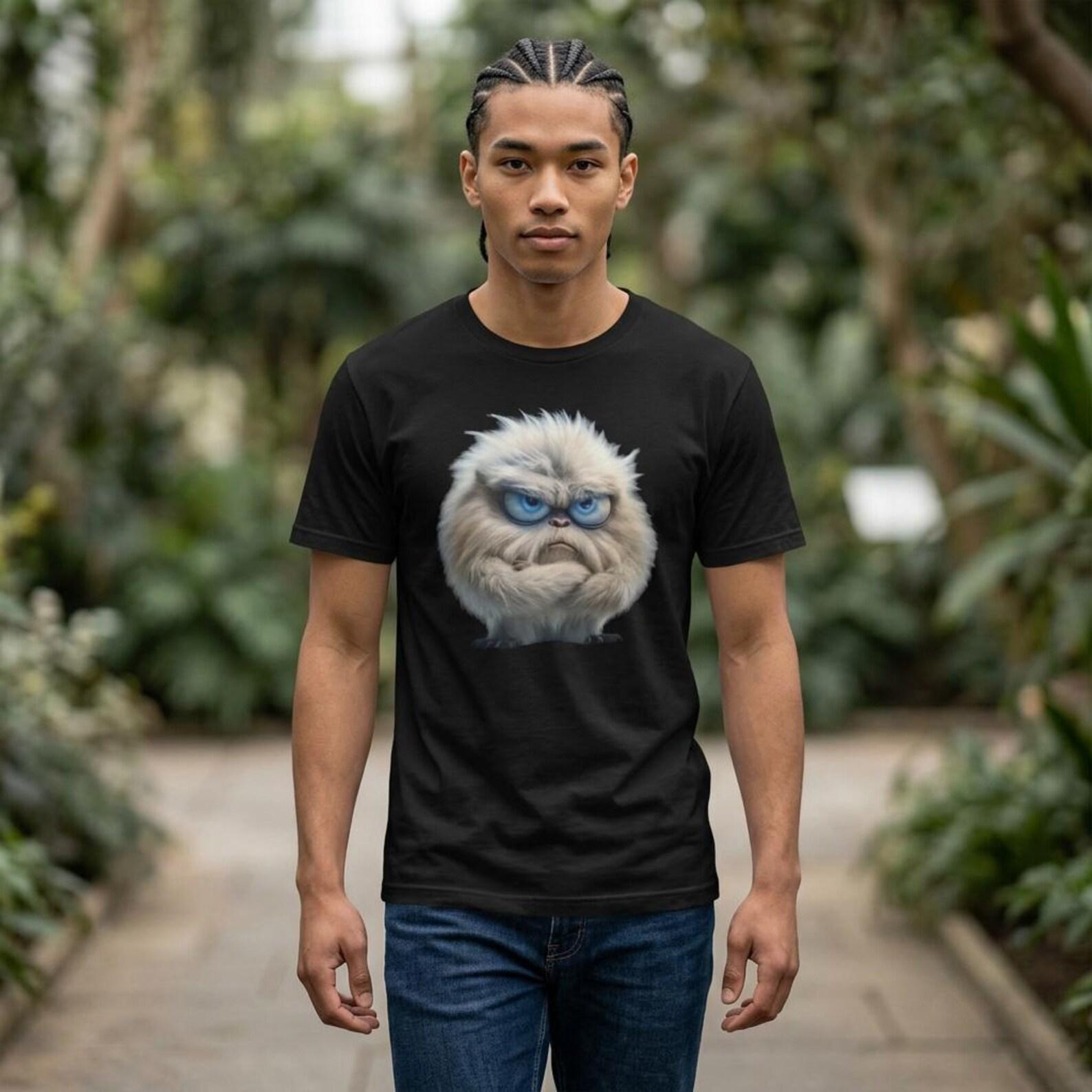 Grumpy Owl T-Shirt, Cute Angry Bird Shirt, Funny Blue Eyes Owl Tee, Moody Animal Graphic Shirt, Cute Yet Angry Gift 2XL