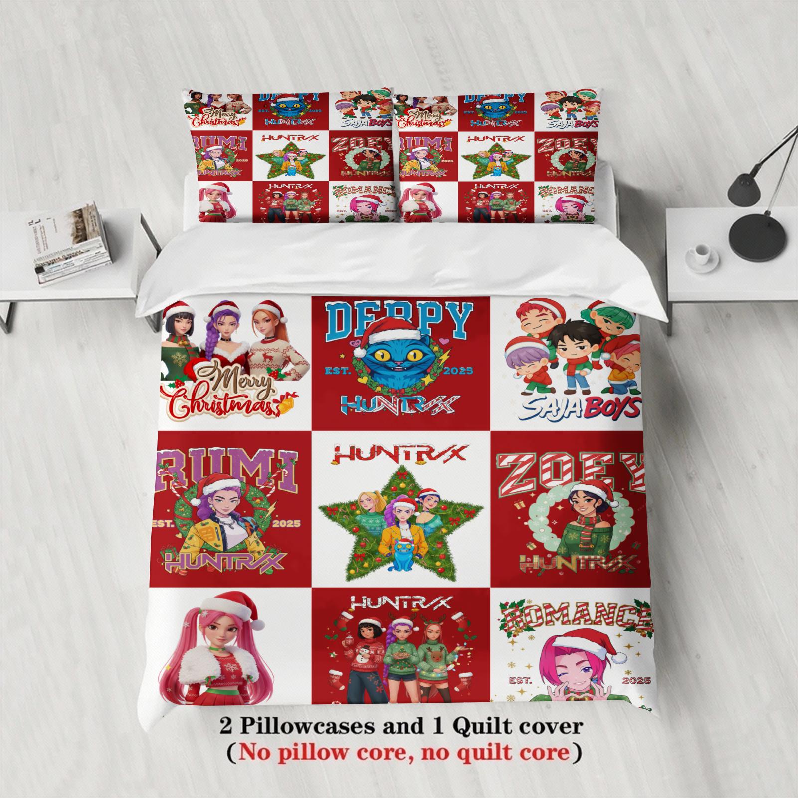 

Christmas Bedding Set Demon Hunters Duvet Cover Set Queen King Size Quilt Cover Duvet Cover Sets With Pillowcase Christmas Gift EU Single(135x200cm)