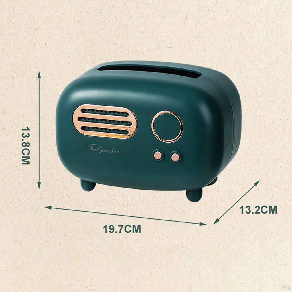 Retro Tissue Box Holder, Home Livingroom Dispenser, Radio Shape Top Groove Napkin Storage