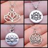 Vintage Lotus Necklace Yoga Pendant Bohemian Spiritual Jewelry Birthday Gift for Women Meditation Jewelry