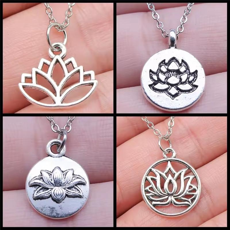 Vintage Lotus Necklace Yoga Pendant Bohemian Spiritual Jewelry Birthday Gift for Women Meditation Jewelry